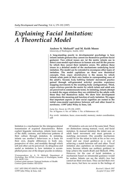 explaining facial imitation.